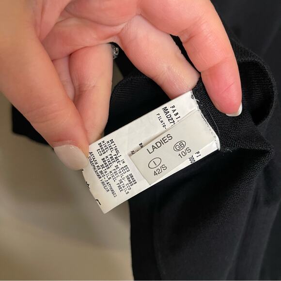 Fabiana Filippi Metallic Trim V-Neck Sweater Top in Navy Blue S - Picture 6 of 11